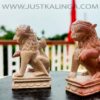 THE DIVINE GUARDS (PAIR LION) CARVED DESIGNED (PINK STONE) MARBLE HEIGHT-03 INCH | Justkalinga.com.