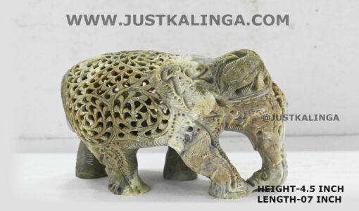 ELEPHANT PAIR CARVED DESIGN (PINKSTONE) MARBLE HEIGHT-4.5 INCH | Justkalinga.com.