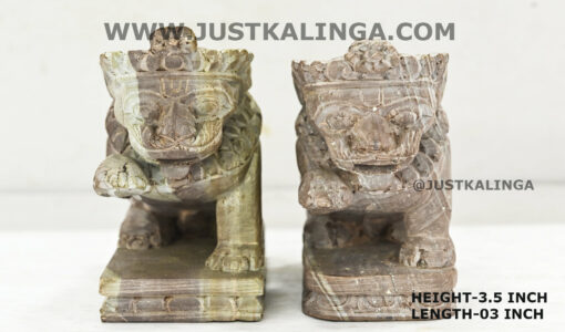 PAIR LION CARVED DESIGNED (WHITE STONE) MARBLE HEIGHT-3.5 INCH | Justkalinga.com.