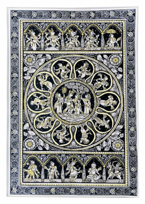10 DIVINE EXPRESSION  & LILA'S OF LORD-Black & White (PATTACHITRA:  HAND MADE  CLOTH PAINTING ) | Justkalinga.com.