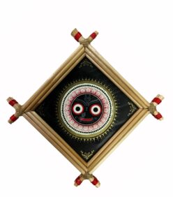 Lord Jagannath (Black colour) .  Size: 13cm*13cm : The Ancient Vedic Art of Transcending knowledge "Tala-Pata-Chitra" | Justkalinga.com.