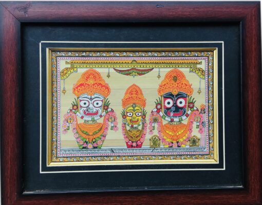 Lord Jagannath Mahaprabhu,Devi Subhadrea, Anant Balabhadra  Size: 18cm*12cm : The Ancient Vedic Art of Transcending knowledge "Tala-Pata-Chitra" | Justkalinga.com.