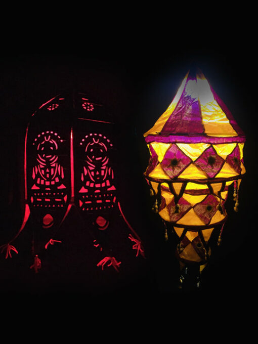 PLAM LEAF LORD JAGANNATH LAMP SHADE & NATURAL LIGHT FILTERS COMBO of 2 | Justkalinga.com.