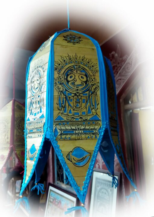 PLAM LEAF LORD JAGANNATH MAHAORABHU LAMP SHADES (THE DIVINE LIGHT)- BLUE | Justkalinga.com.