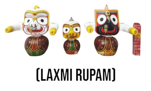 Alt text for the image can be - Hand-carved wooden sculpture of Jagannath Mahaprabhu, a Hindu deity