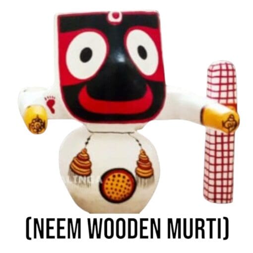 A white neem wood murti of Lord Shri Jagannath Mahaprabhu in Pratitopaban form.