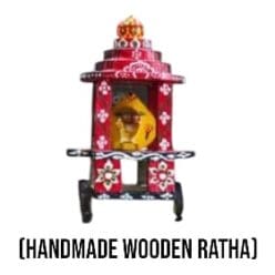 8-inch wooden replica of Lord Jagannath's Ratha chariot for home temple.