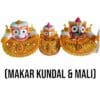 Makar Kundal (earrings) and Mali (garland) for Lord Jagannath murtis, used to adorn deities in home temples.