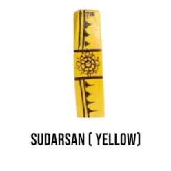 Yellow Neem Wood Sudarsan - Vibrant color, auspicious, handmade.