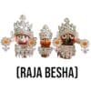 10-piece Raja Besha attire for Lord Jagannath, Balabhadra, and Subhadra deities, signifying royalty.