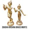 Radha Krishna brass murti set on a home altar, promoting peace, harmony, and strengthening devotion.