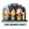 Exquisite neem wood murti set of Lord Jagannath Mahaprabhu with Patitapabana Ratan Singhasan, perfect for worship space