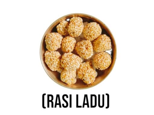 Rasi Ladu arranged on a plate for offering to Lord Jagannath.