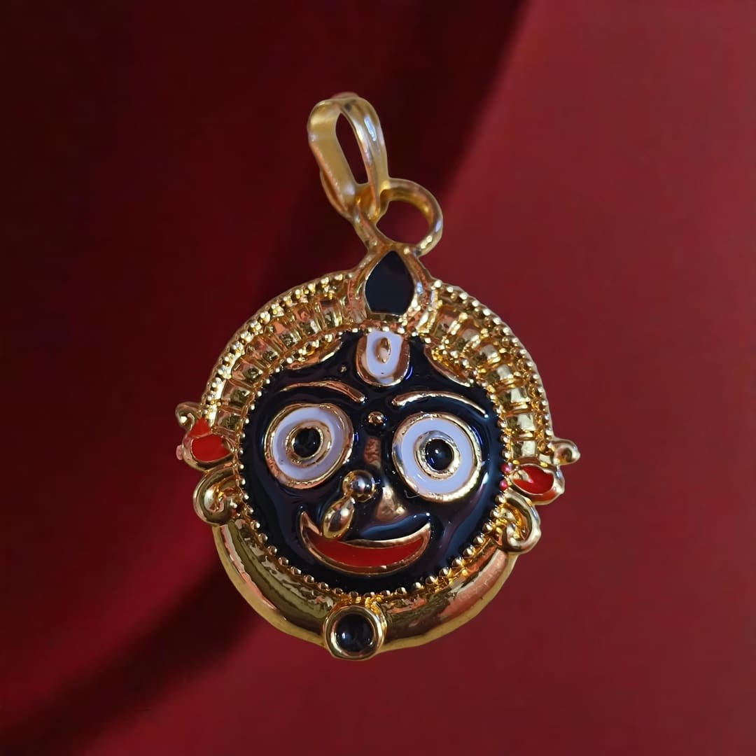 Shri Jagannath Locket: Fast Gold-Plated Puri Pendant