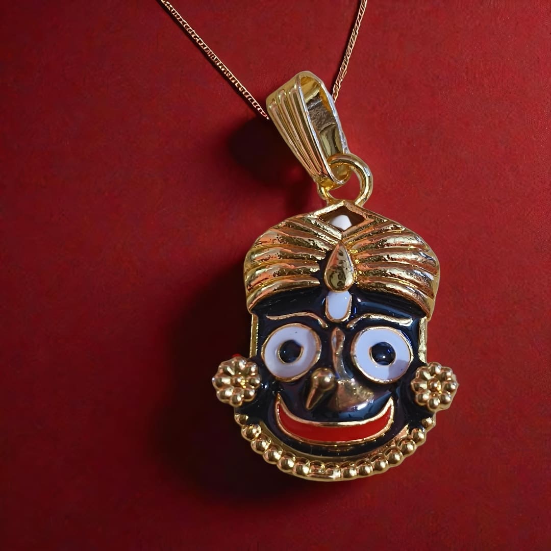 King Jagannath Locket: Fast Gold-Plated Royal Pendant